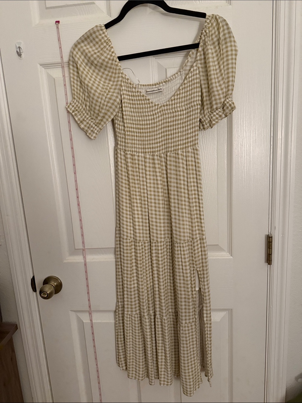 Abercrombie & Fitch Gingham Smocked Midi Dress